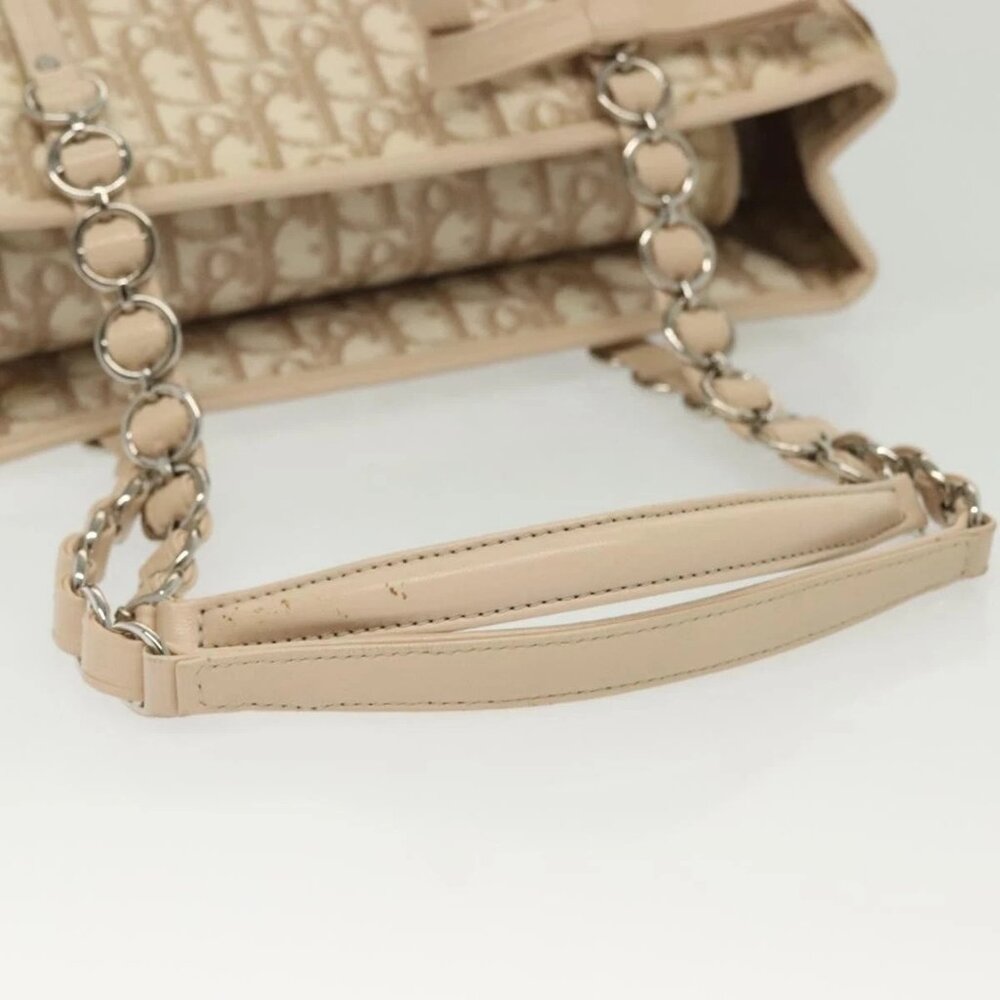 Christian Dior Trotter Canvas Romantic Chain Tote Bag PVC Beige Auth 140098 - Picture 8 of 16